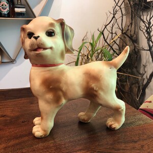 Mid Century c. 1961 Rubber Puppy Dog Toy with Blinking Eyes & Turning Head by The Sun Rubber Co.
