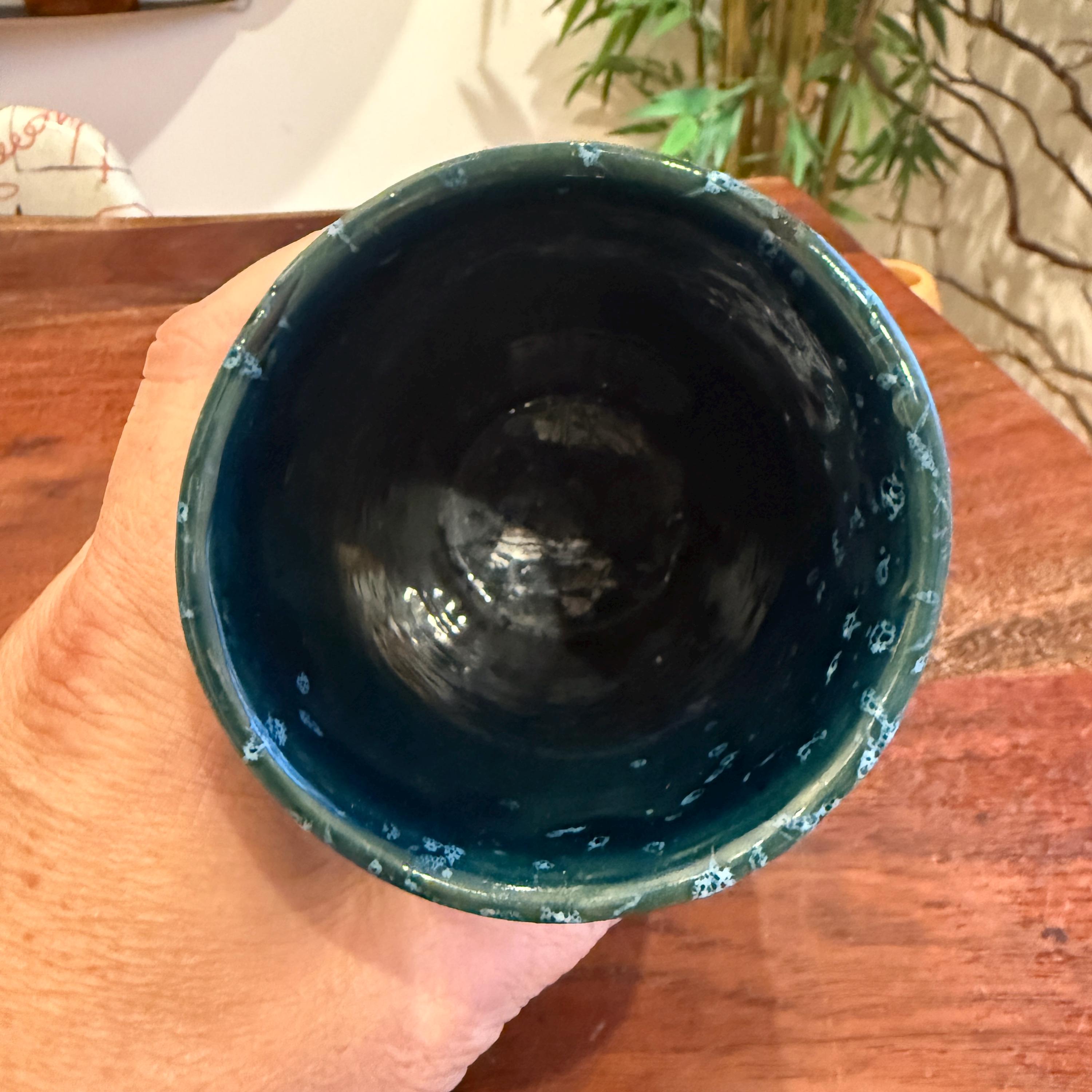 Mid Century Modern Italian Pottery Blue & Yellow Incised Sgraffito Vase ...