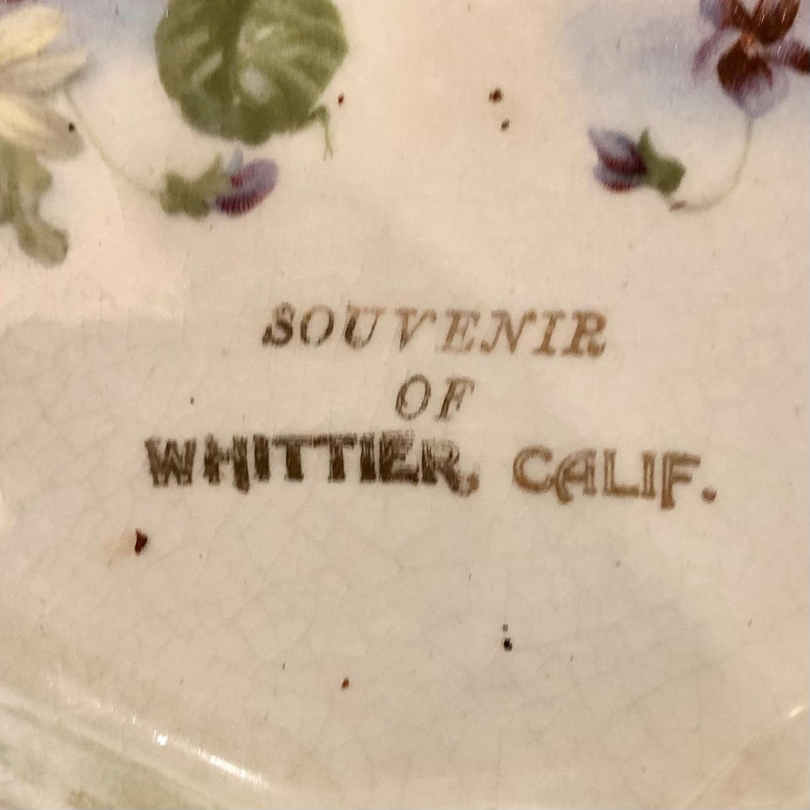 アンティーク 1900 年代 ウィッティア カリフォルニア 磁器 転写皿 花