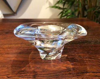 Vintage Nambe Twist Lead Crystal Glass Piroett Votive / Tea Light Candleholder - Modernist Clear Glass Candle Holder - Modern Home Decor