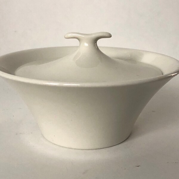 Mid Century Iroquois Impromptu White Ceramic Sugar Bowl by Ben Seibel