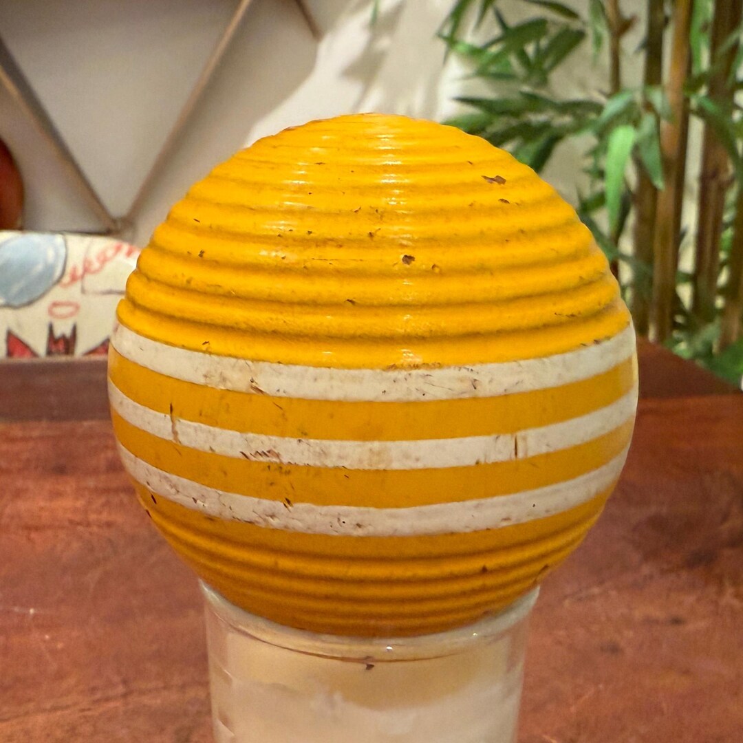 Vintage Yellow Wood Composite Croquet Ball - 3
