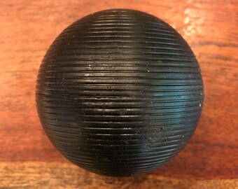 Vintage Jet Black Wood Composite Croquet Ball - 3.25" - Mid Century Wooden Croquet Ball - Orb Found Object Round Wooden Art Part