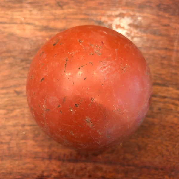 Mid Century Dull Red Wood Croquet Ball - 3" - Mid Century Wooden Croquet Ball - Orb Found Object Round Wooden Art Part