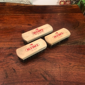 Set of 3 Mid Century Brazilian Horsehair Shoe Shine Brush by Cadillac Star - Vintage Shoe Shining Tool - Shoe Shine Equipment Made in Brazil