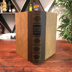 Vintage 1940&#39;s The Autobiography of Benjamin Franklin Faux Leather Art-Type Edition Hardback Book - The World&#39;s Popular Classics