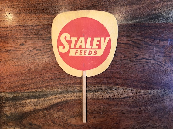 Mid Century 1950's STANLEY FEEDS Advertising Hand Fan - Antique Farmhouse Decor - Antique Farm Decor - Antique Farming Decor