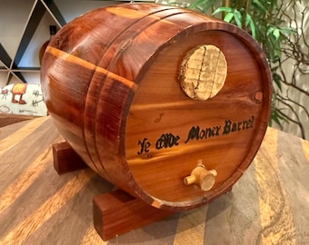 Hucha antigua de barril de cedro de la Cueva de los Vientos de Colorado de la década de 1920 - Hucha vintage de los años 20, estilo rústico de cabaña, casa de lago, decoración de Colorado