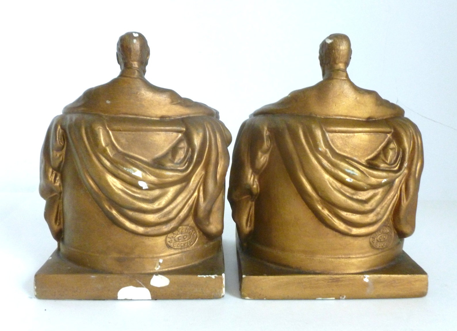 Mid Century Plaster President Abraham Lincoln Bookends Etsy