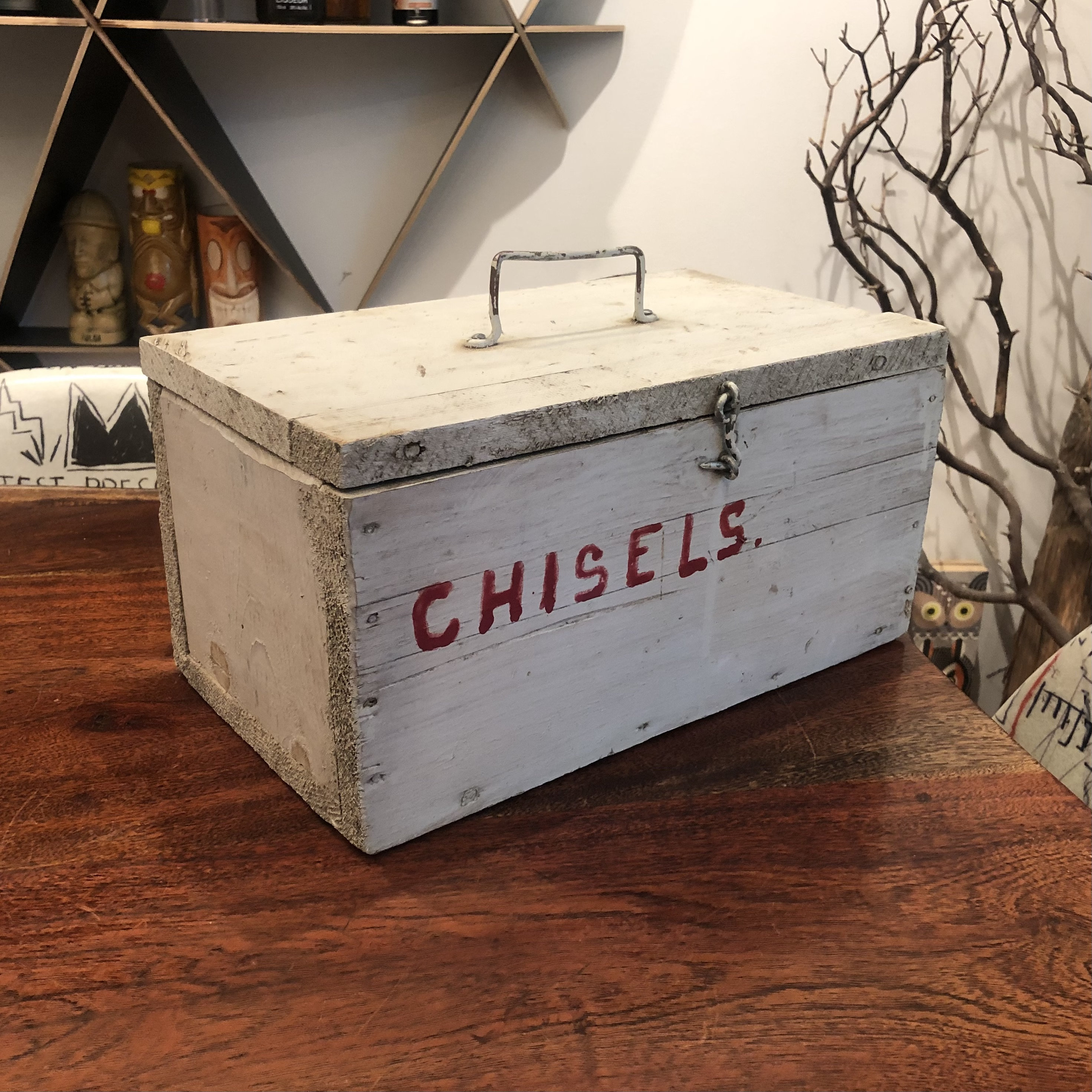 vintage painted wood tool box – 86 Vintage