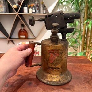 Antique 1921 Clayton & Lambert  Brass Metal Blowtorch - Old 20s Welder Welding Construction Tool - 1920s Industrial Home Decor