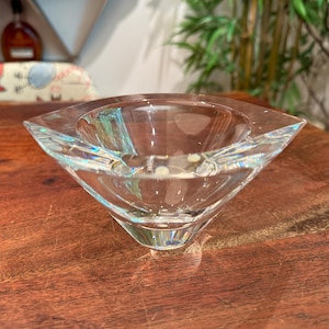 Vintage Signed Orrefors Glass Sweden 6.5&quot; Marin Bowl by Jan Johansson - Swedish Nordic Scandinavian Home Decor - Clear Crystal Candy Bowl