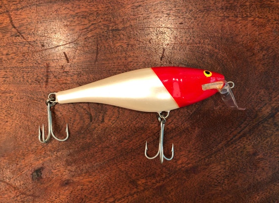 Vintage FINLAND RAPALA MAGNUM Red & White Large Fishing Lure