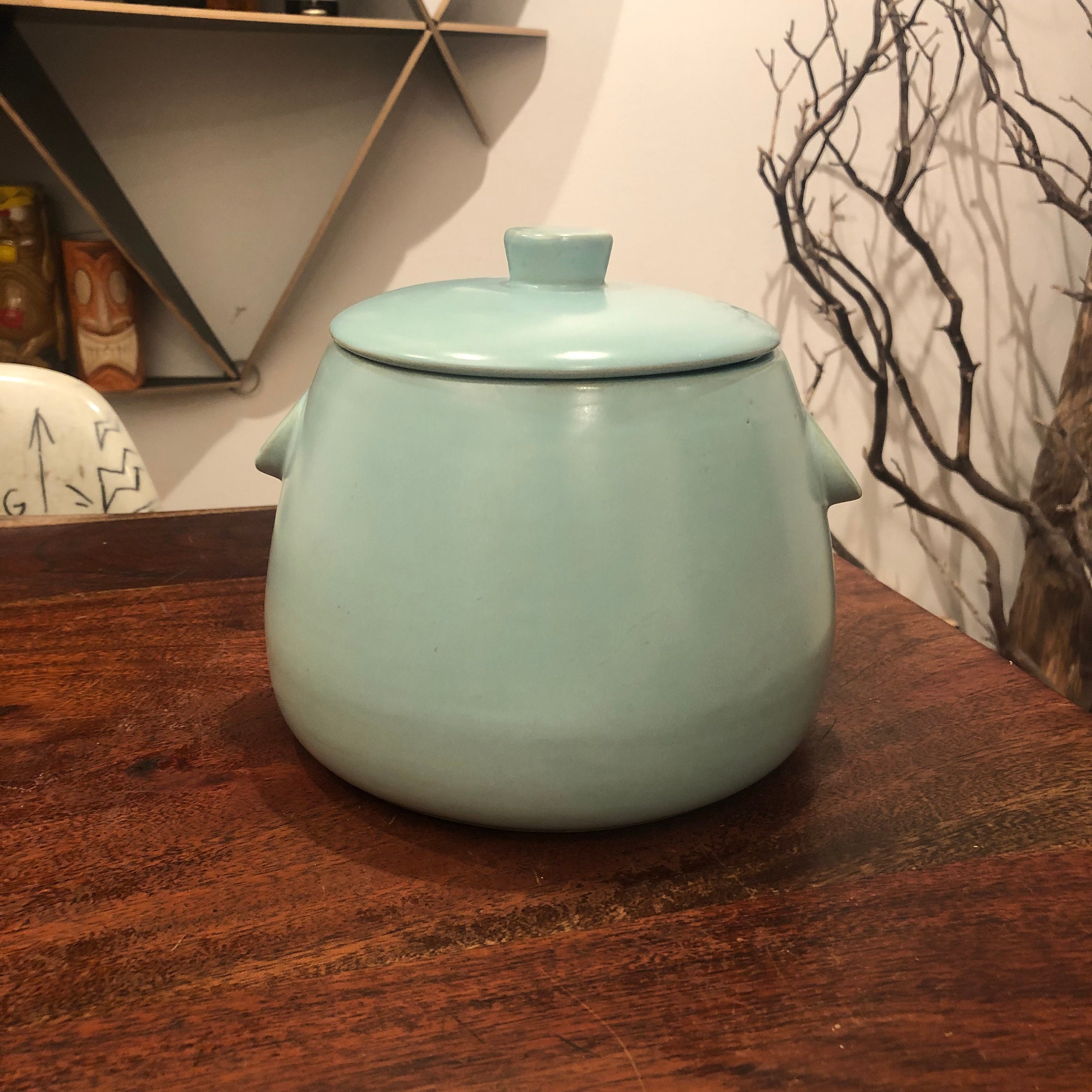 La Solana Pottery Vintage LA SOLANA McM Mid Century Modern Yellow Creamer  And Sugar W Lid