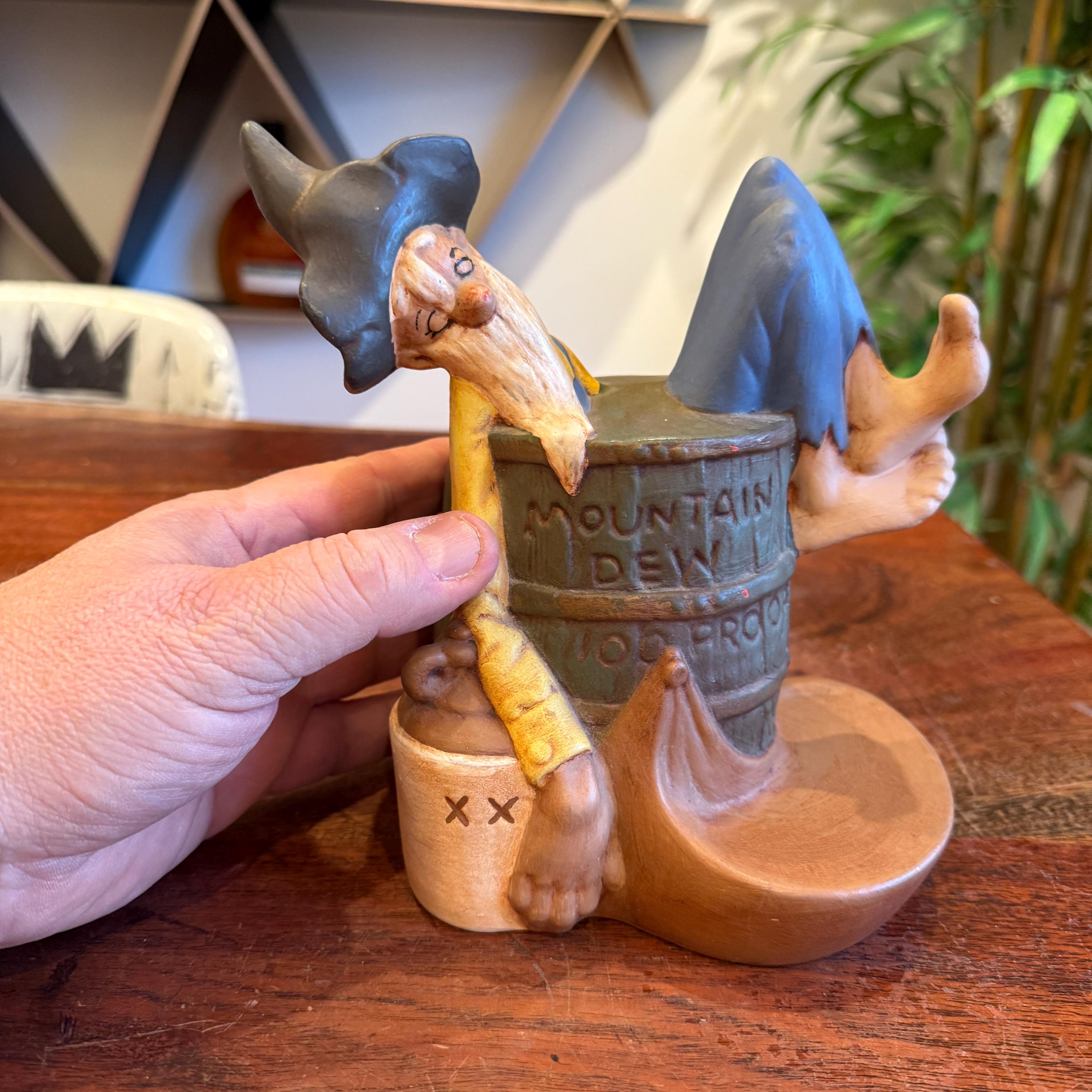 Vintage 1970's Hand Painted Hillbilly Mountain Man & Mountain Dew