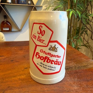 Vintage 1980&#39;s German Gtuttgarter Hofbrau Octoberfest 1L Stoneware Beer Stein by RASTAL - Made in Germany - German Tavern Bar Pub Man Cave