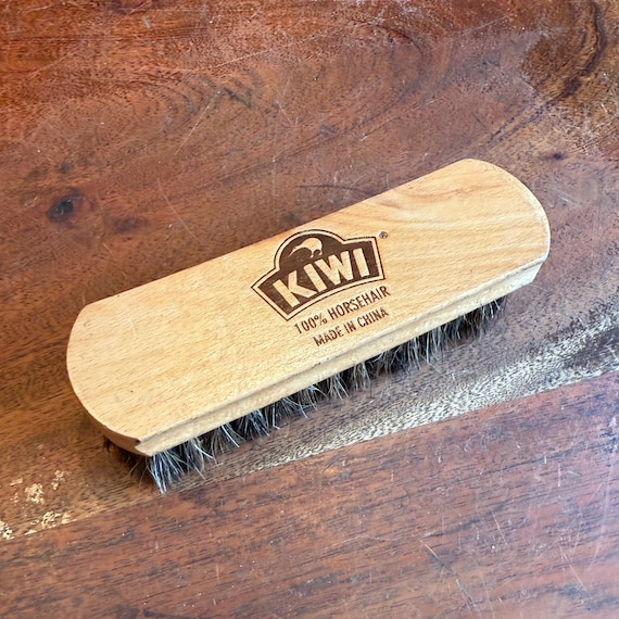 Vintage KIWI 100% Horse Hair & Wood Shoe Shine Brush - Shoe Shining Tool - Shoe Shine Equipment