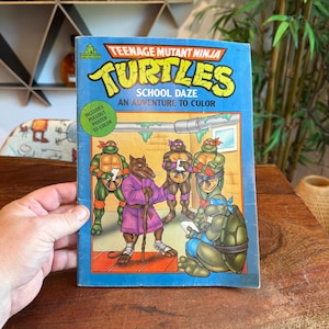 Vintage ca. 1990 Teenage Mutant Ninja Turtles School Daze kinderkleurboek - gekleurd - TMNT Memorabilia Collectibles-verhalenboek