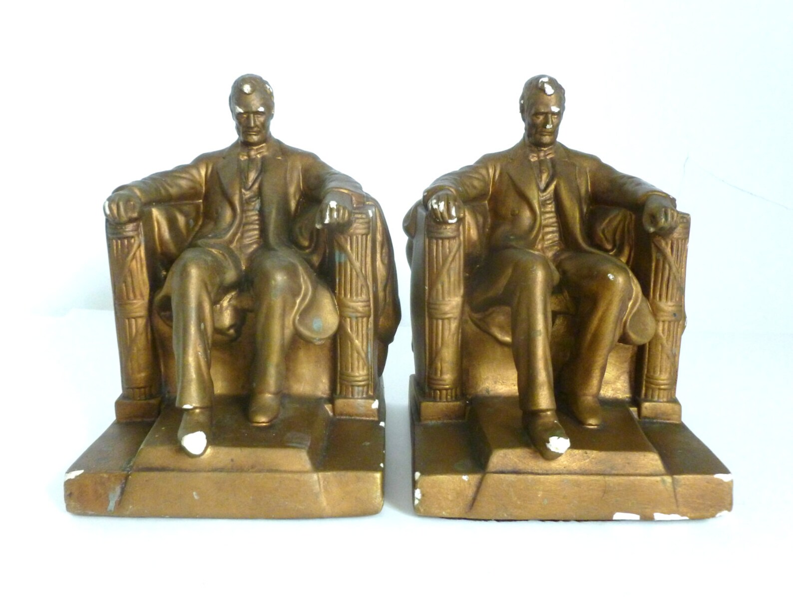 Mid Century Plaster President Abraham Lincoln Bookends Etsy