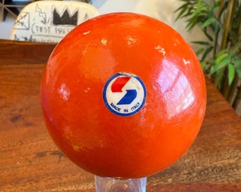 Vintage Italian Sportscraft Orange Lacquered Wood 3.5" Bocce Ball - Made in Italy - Vintage Lawn Bowling Ball - Round Orb Art Object