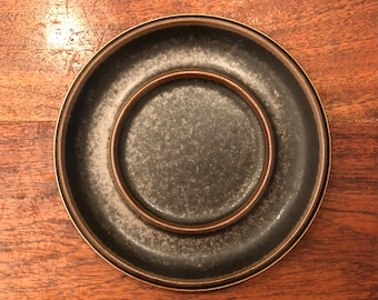Vintage 1960s Finnish Arabia RUSKA Mottled Brown Stoneware Pottery Saucer Designed by Ulla Procopé Made in Finland 1960s Scandinavian Decor