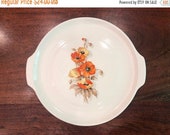 Sale Mid Century Knowles Utility Ware Serving Platter Cake Plate with Orange Poppies - Vintage Poppy Flowers Serving Dish Botanical Decor