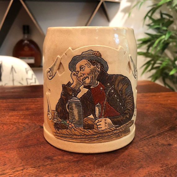 1925年代　アンティーク　ドイツ製　ビアジョッキ VINTAGE ≫ドイツ製ヴィンテージ*古い錫ピューター蓋付き陶磁製