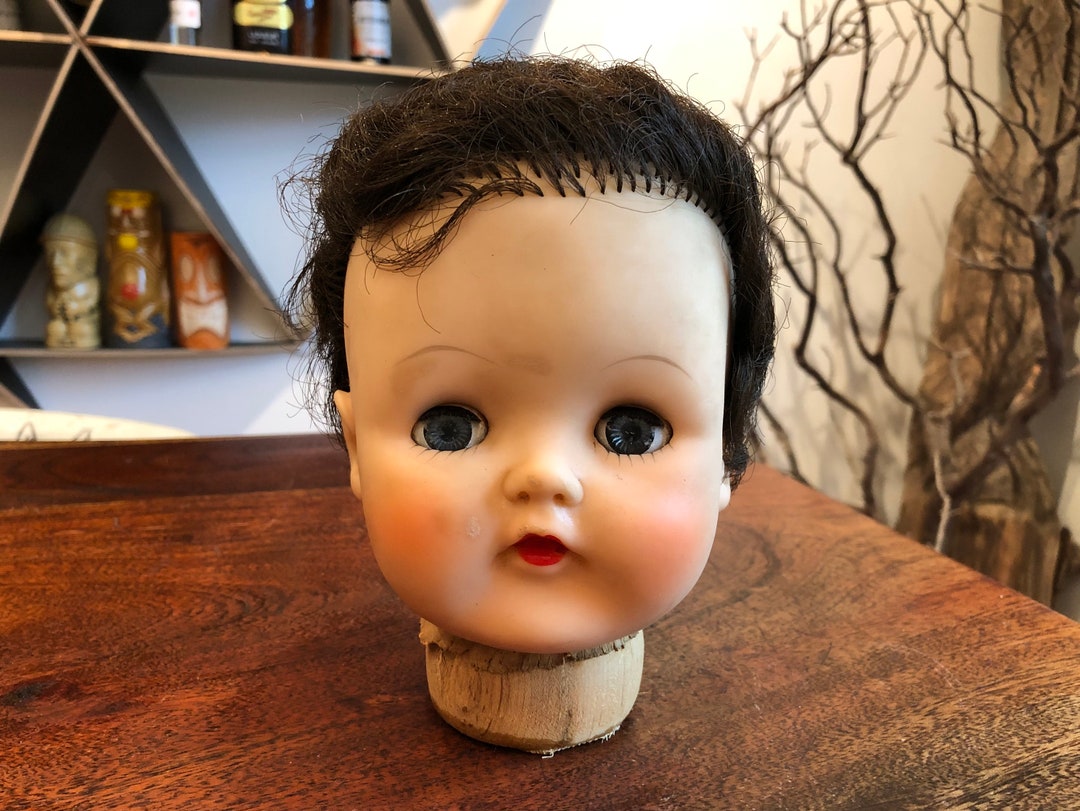 Mid Century Rubber Blinking Eyes Baby Doll Head Vintage Doll Part