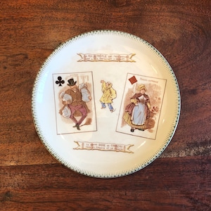 Naipes antiguos franceses Choisy Le Roy del siglo XIX, placa de transferencia de 7-7/8", fabricados en Francia, decoración del hogar, comedor y sala de juegos vintage