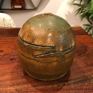 Vintage 1970&#39;s Signed & Handmade Glazed Stoneware Pottery Bud Vase by S. Tall - Retro 70&#39;s Bohemian Home Decor - 1970s 70s Boho Art
