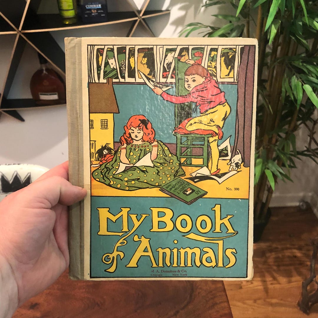 Antique 1800's My Book of Animals Hardback Children's Book - Vintage ...
