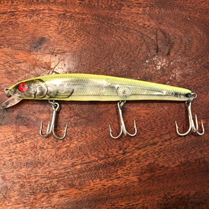 Vintage Bright Green & Clear Large Fishing Lure - Scandinavian Fisherman Lure - Vintage Cabin Lodge Lake House Decor