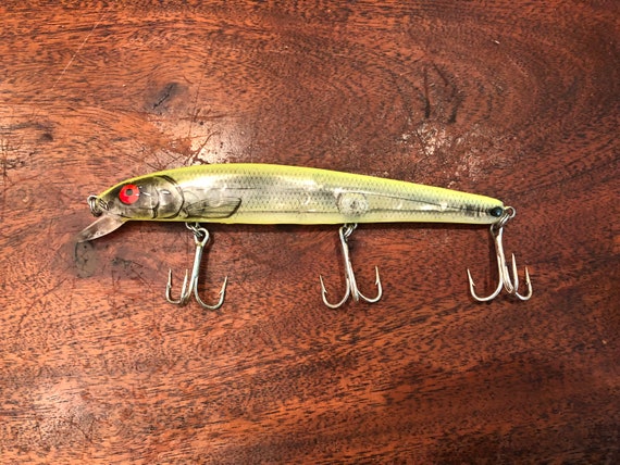 Vintage Bright Green & Clear Large Fishing Lure Scandinavian