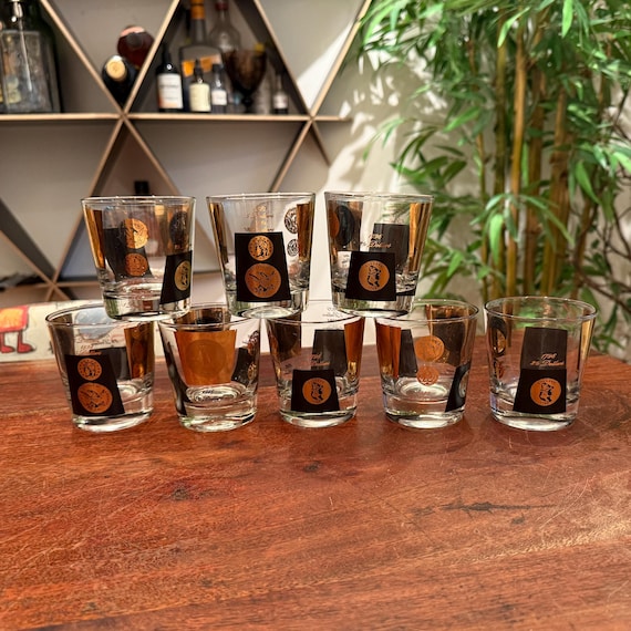 Set of 8 Mid Century 1960s Cera 22k Gold Antique Coin 7 Oz. Rocks Cocktail Drinking  Glasses - Vintage 60s Hollywood Regency Whiskey Barware - Etsy Israel