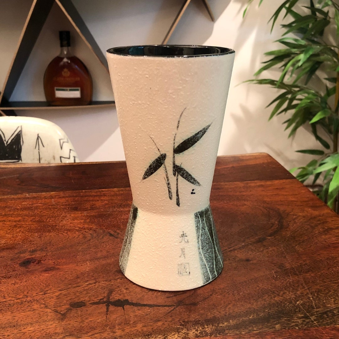 Mid Century Modern Japanese Hand Painted Textured Porcelain Vase With ...