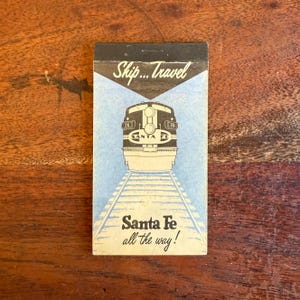 Vintage 1940&#39;s Santa Fe Railway Souvenir Memo Book - Mid Century 40&#39;s Santa Fe Railroad Blank Paper Pocket Note Book Train Locomotive Decor
