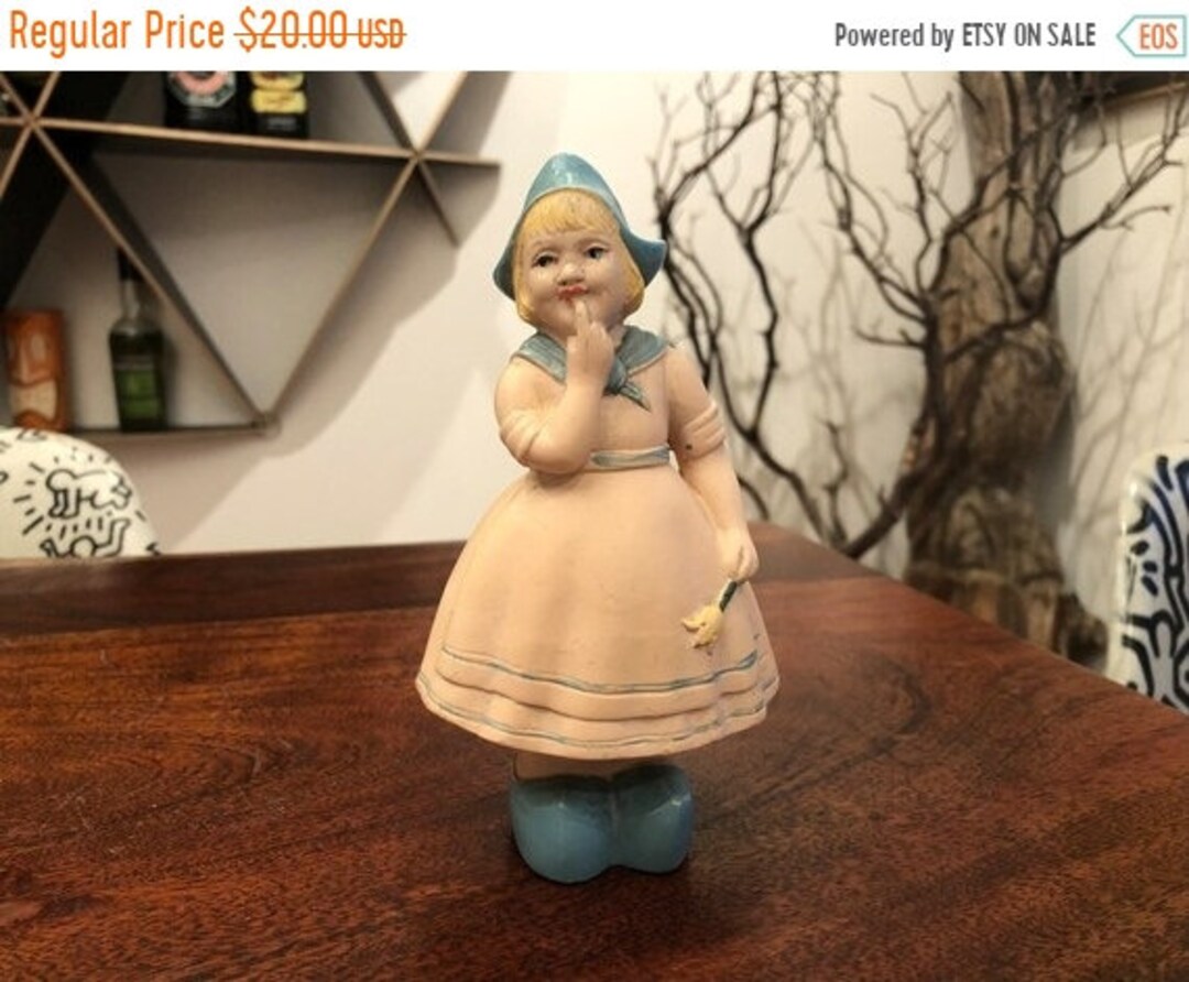 Sale Antique Solid Plaster Dutch Girl in Wooden Shoes Figurine Etsy