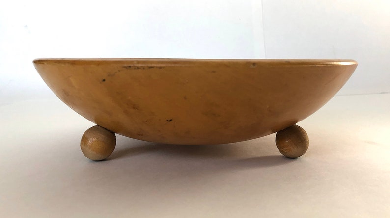 Mid Century Handpainted Bowl with Serving Cradle