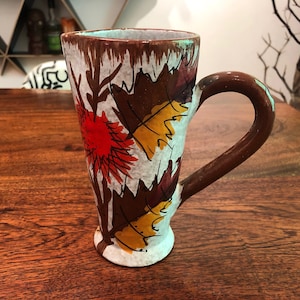 Mid Century Italian Hand Painted Clay Pottery 16 oz. Pitcher - Made in Italy - Vintage Italian Pottery - Vintage Italian Kitchen Decor