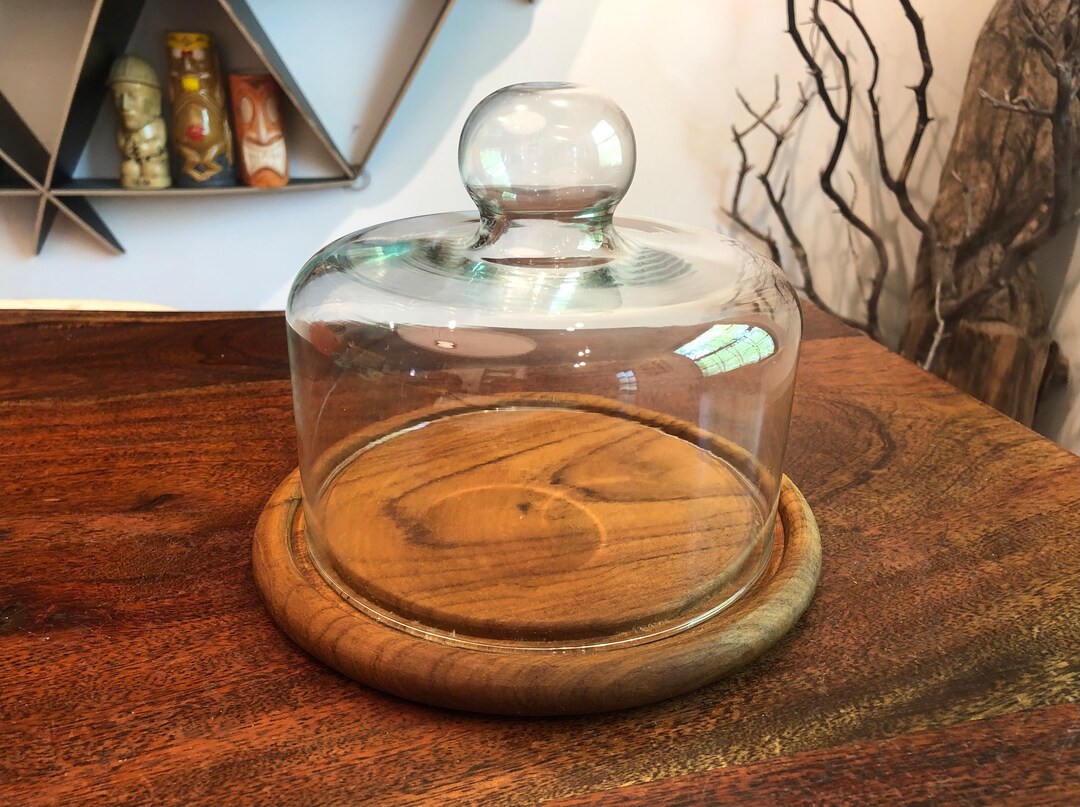 Vintage 1970's Danish Modern Teak & Glass Cheese Ball Etsy