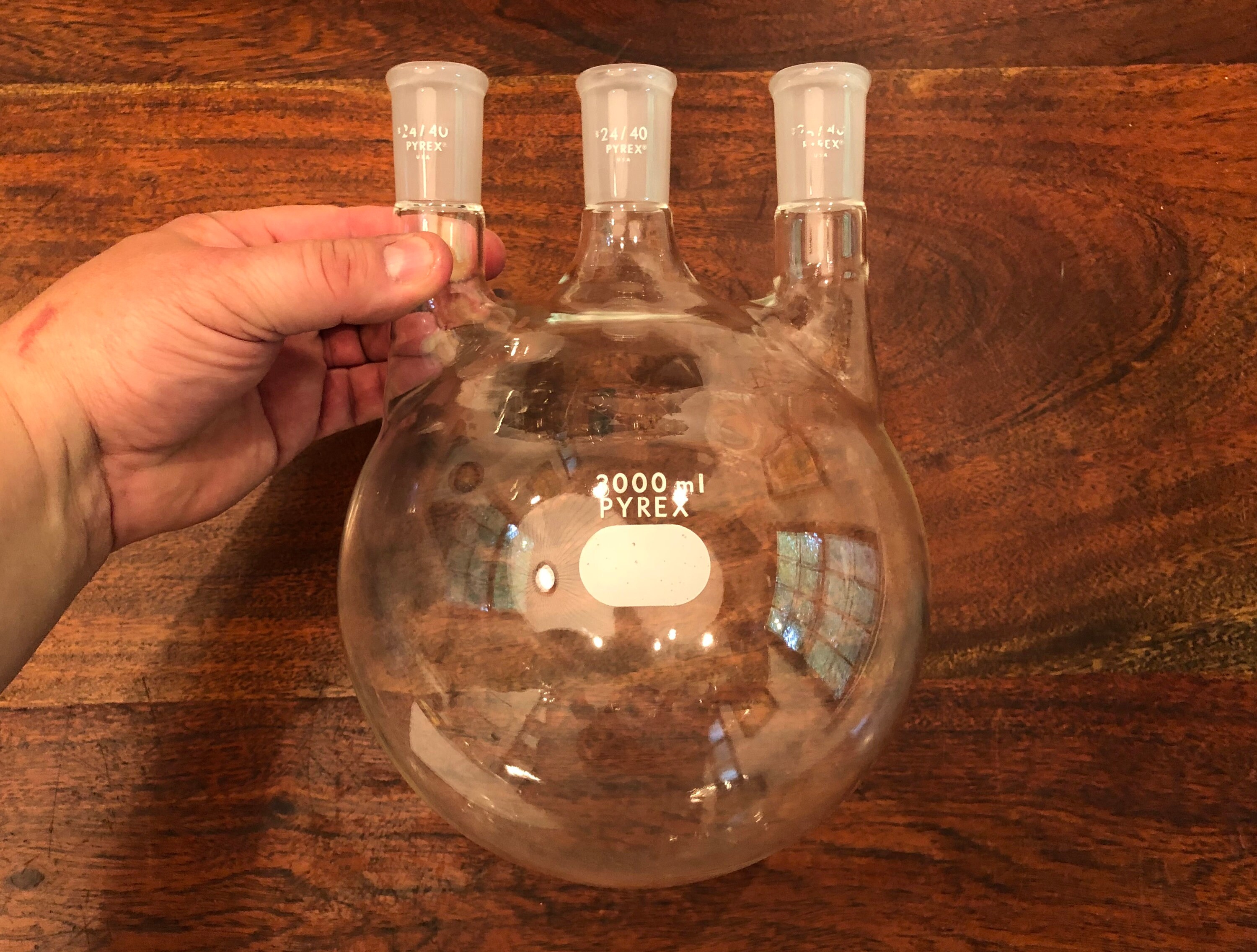 Corning Pyrex Borosilicate Glass Round Bottom Distilling Flask