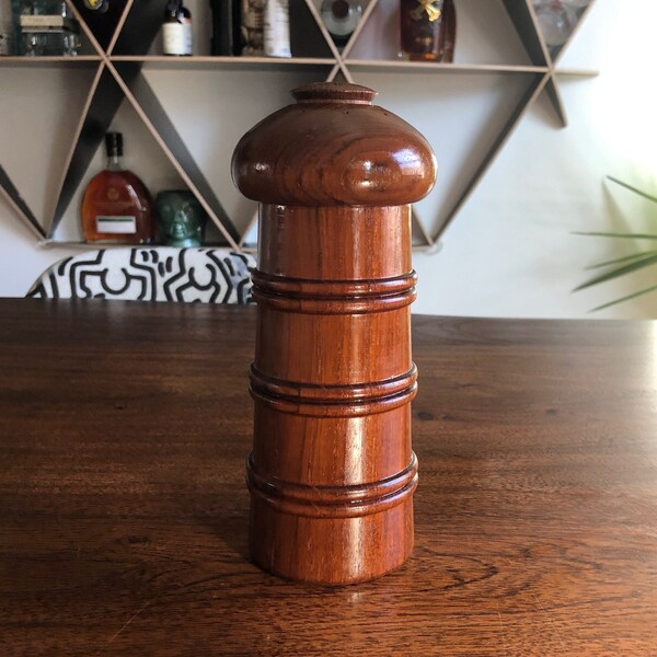 Vintage Danish Modern DANSK Teak Salt Shaker & Pepper Mill by IHQ Jens Quistgaard - Missing it's rubber ring inside the top plug