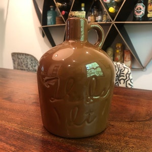 Vintage Brown Glazed Stoneware This Is It Jug Decanter by House of Webster Pottery - Vintage Farmhouse Decor - Vintage Hillbilly Decor