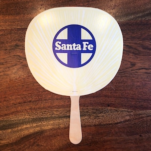 Mid Century 1940&#39;s - 1950&#39;s Santa Fe Railroad Souvenir Hand Fan - Vintage Santa Fe Railroad Hand Fan - Santa Fe Railroad Memorabilia
