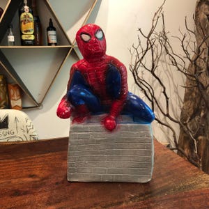 Vintage 1970&#39;s Mexican Chalkware Spiderman Piggy Bank - 70&#39;s Spider-Man Superhero Savings Bank - 1970s Kid&#39;s Children&#39;s Child&#39;s Room Decor
