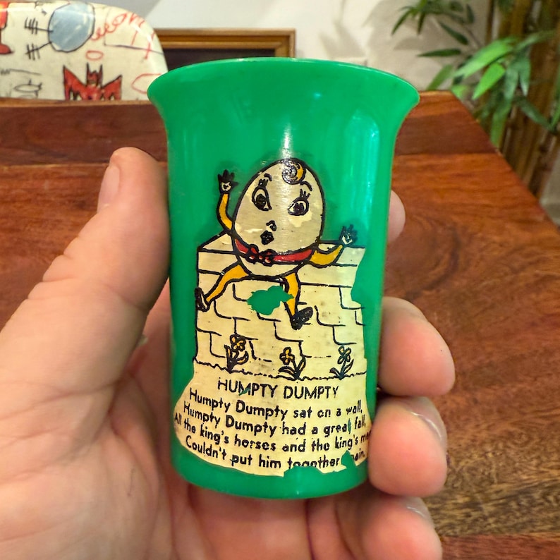 Green Humpty Mid Century 1950s Humpty Dumpty Kelly Green Plastic 4.5 Oz. Children's ...