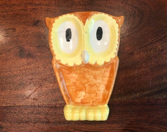 Vintage 1970's Ceramic Kitchen Owl Spoon Rest - Vintage Owl Spoon Rest - Vintage 1970's Owl Decor - Vintage Cabin Decor - Halloween Decor