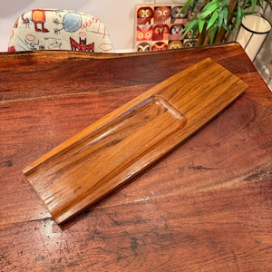 Mid Century Danish Modern Teak Wood Oblong Serving Tray - Scandinavian Nordic Kitchen Home Decor - Japandi Appetizer Snack Tray