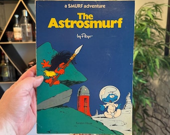 Vintage 1979 A Smurf Adventure - The Astrosmurf by Peyo Comic Book - 1970s 70s Children's Book Kid's Room Decor Illustrated Science Fiction