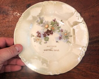 アンティーク 1900 年代 ウィッティア カリフォルニア 磁器 転写皿 花